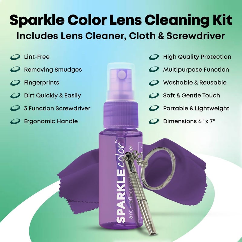 OPTIPAK Sparkle Anti-Reflective Safe Lens Cleaner & Repair Kit – (2) 1oz Glasses Cleaner Spray, (2) Microfiber Cloth & Keychain Screwdriver for Eyeglasses, Sunglasses, Lenses & Screens (5 Piece Set) - Image 4